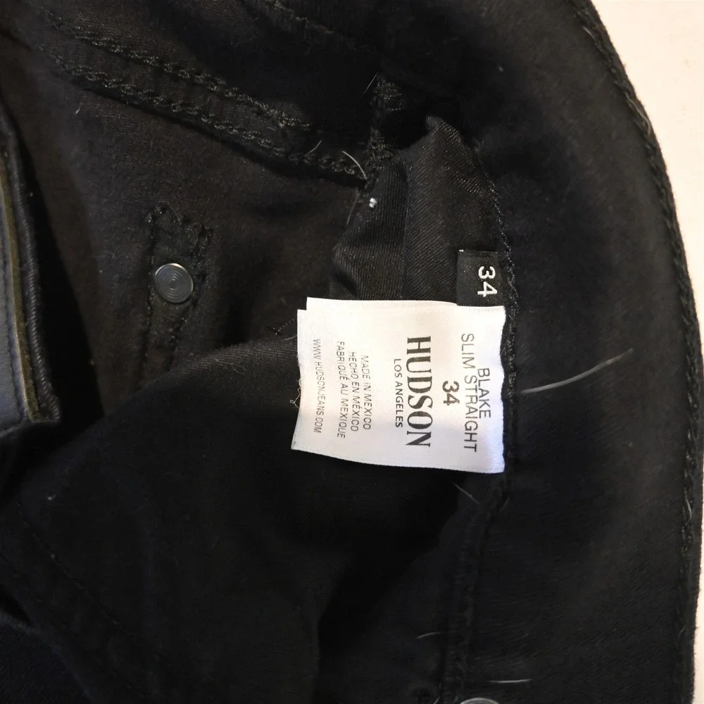 Hudson 34x34 Blake Slim Straight Black‎ Stretch Denim Mens Jeans